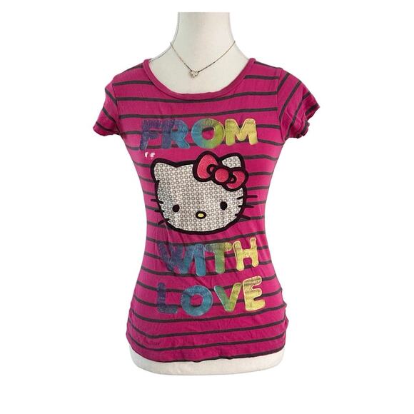 Vintage Y2K Pink Hello Kitty Baby Tee Fits Size XS-Small - Picture 1 of 5